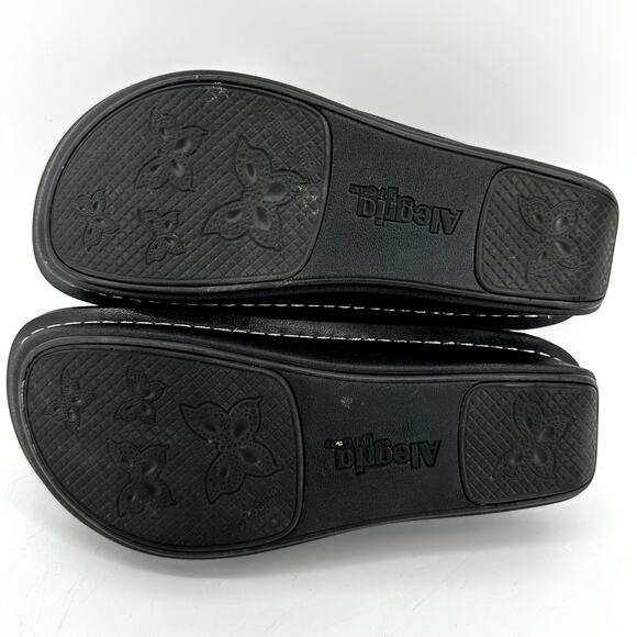 Alegria Seville Clogs Nappa Leather Shoes Slip On Floral Embossed Black 7 - Picture 7 of 7